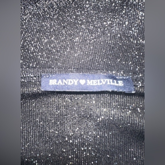 EUC Brandy Melville Womens black metallic mini Dress Spaghetti Strap V-Neck - Picture 6 of 8